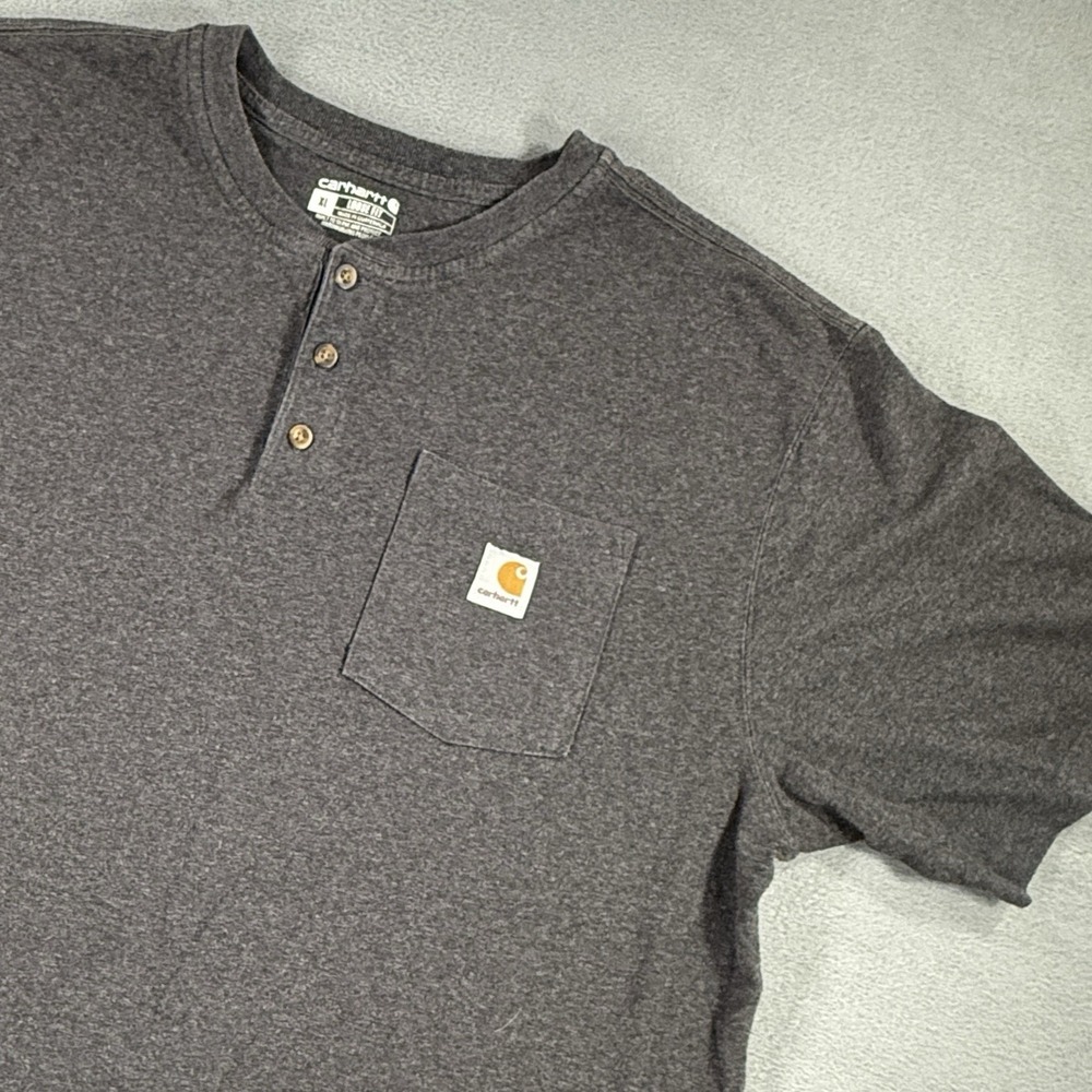 Carhartt Shirt Size XL Mens Henley Workwear Original Fit Chest Pocket Logo Gray